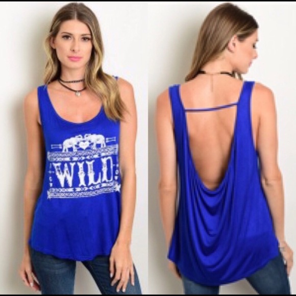 kay_korner Tops - Cozy Casual Wild Tanks in Royal Blue